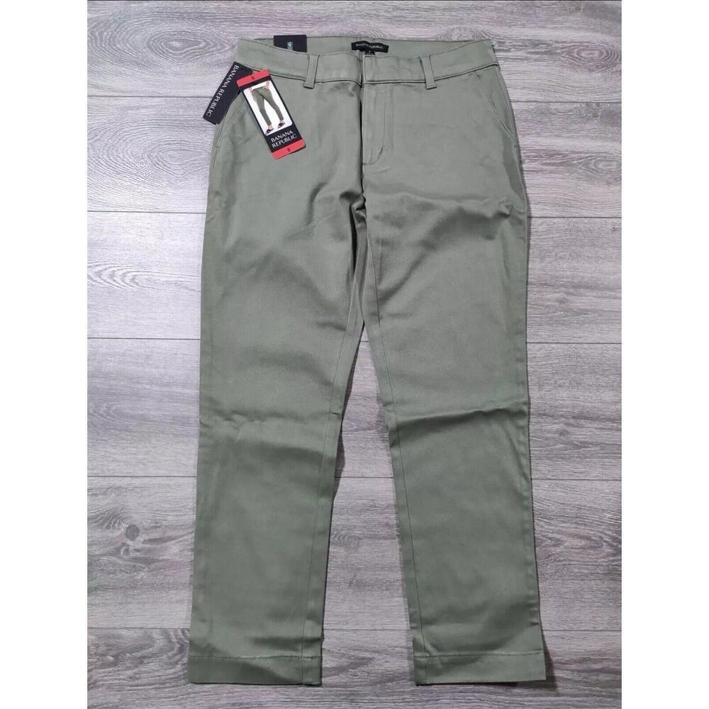 Banana Republic Pants Adult Size 8 Green Cropped Chino Pants Q6 - Picture 1 of 4